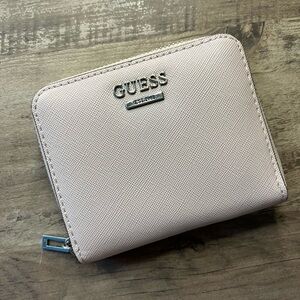 Guess Cream Bifold Wallet with Zip-Around Closure